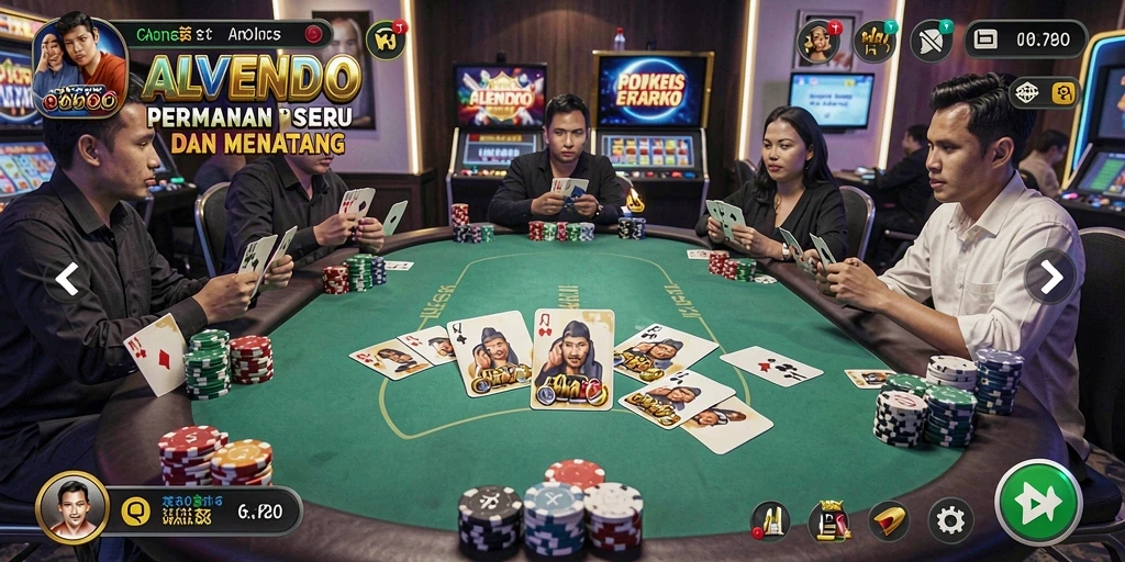 Screenshot utama ALVENDO menampilkan aksi seru permainan Poker.