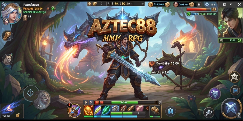 Tangkapan layar AZTEC88 menunjukkan aksi seru gameplay MMORPG.