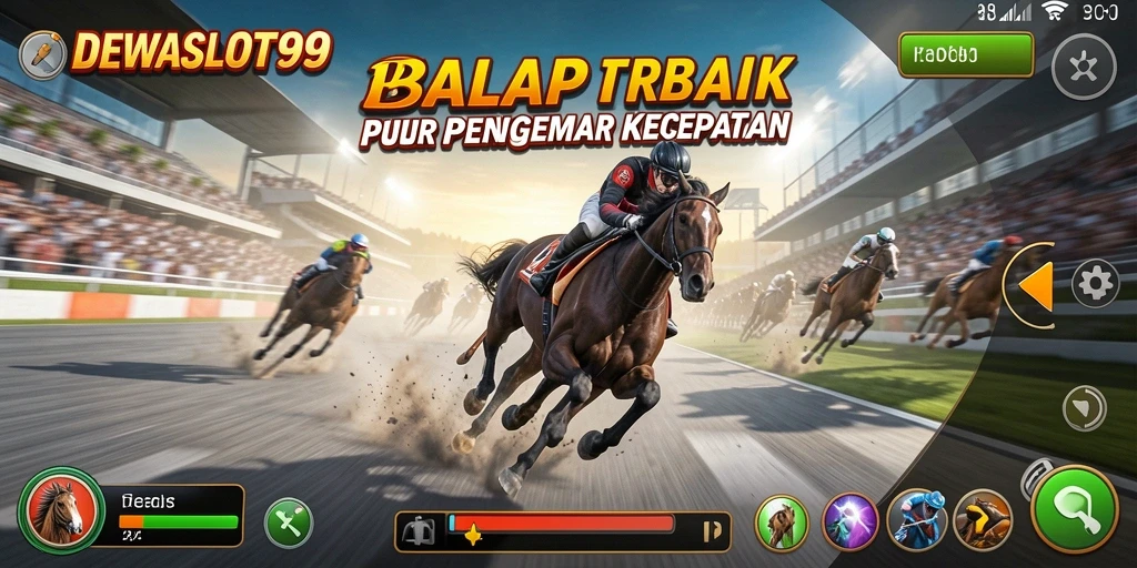 Tampilan gameplay menegangkan dalam DEWASLOT99 saat balapan di trek seru.