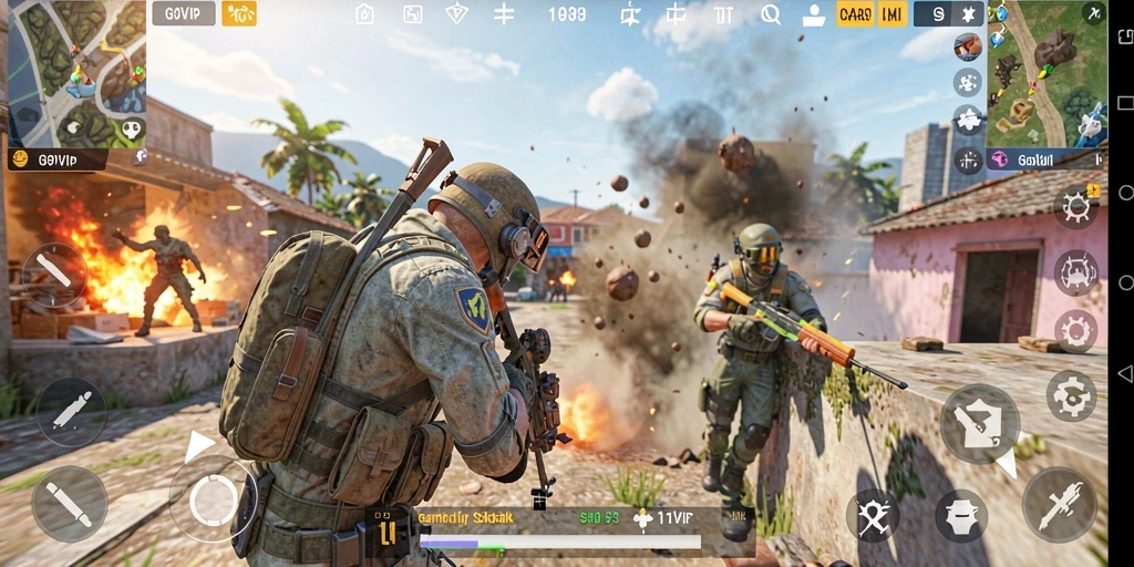 Screenshot aksi mendebarkan dalam G9VIP dengan gameplay TPS yang intens.