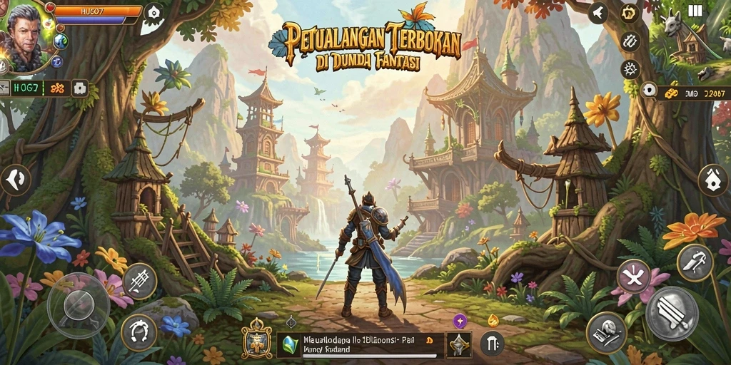Tampilan gameplay petualangan terbuka yang mendalam dari HUGO77.