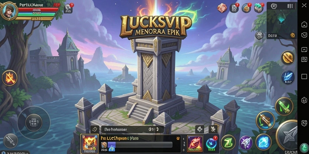 Tangkapan layar LUCKSVIP menunjukkan pertahanan menara yang dramatis dan seru.