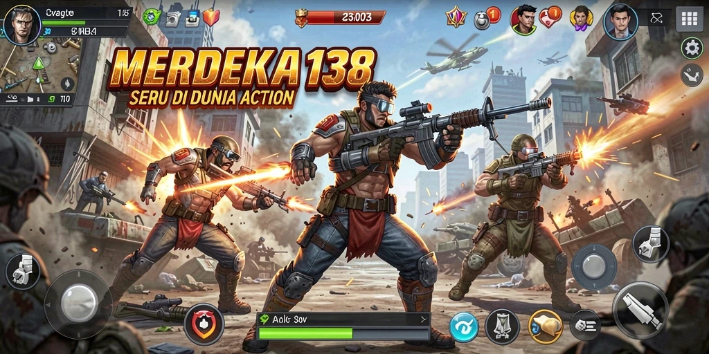 Tampilan gameplay intens di MERDEKA138 dengan aksi yang memukau.