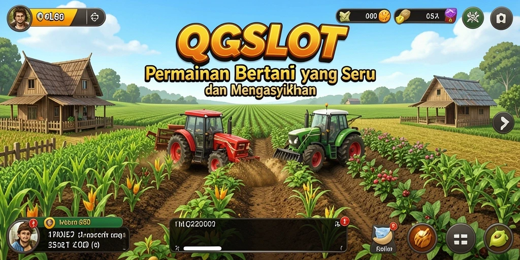 Tangkapan layar utama QQSLOT menampilkan aktivitas bertani yang seru dan interaktif.