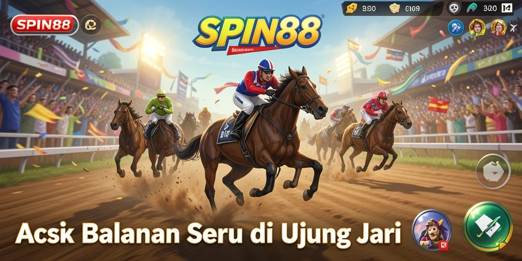Tangkapan layar menunjukkan aksi balapan seru di SPIN88.