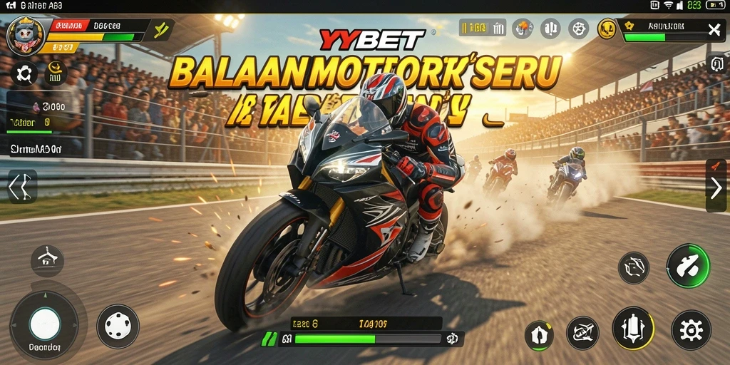 Screenshot gameplay YYBET menampilkan aksi balapan motor yang seru.